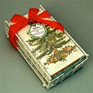 Spode Christmas Tree Paper Guest Towels & Caddy Holder