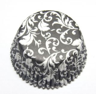   damask Black Cupcake case liners paper Muffin Baking Cups 5x3cm NEW