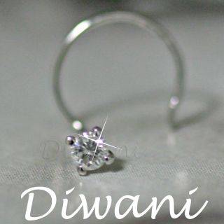  8mm Real Si Diamond Solitaire Engagement Nose Pin Stud Piercing Ring