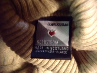 CLAN DOUGLAS 100% Cashmere Sweater Tan CABLEKNIT Chest 49 XL SCOTLAND