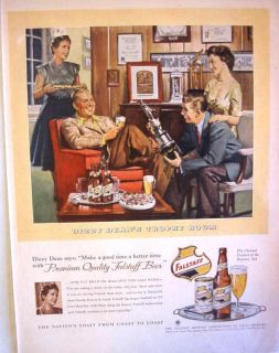 1954 Dizzy Dean Cardinals Baseball Falstaff Beer Can Ad
