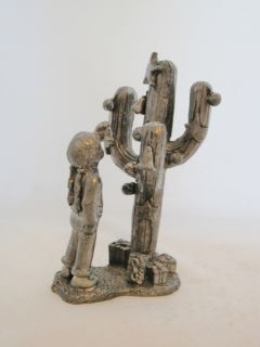 Michael Ricker Pewter Diana Girl w Christmas Cactus Le