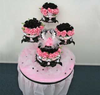  piece black zebra pink diaper cake centerpiece here s whats included 2