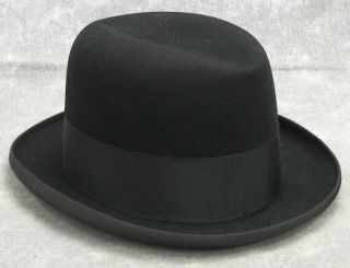 Vintage Dobbs New York Black Felt Homburg Mens Hat w/ Original Hatbox