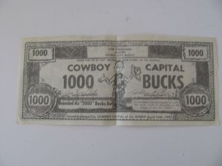 1955 Dodge City Cowboy Capital 1000 Bucks Advertising