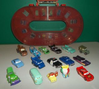 Disney Pixar Cars Carrying Case / Track with all 16 Diecast Cars