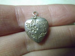 Vintage Sterling Opening Forget Me Not Puffy Heart Locket Charm Doyle