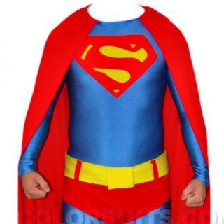 Superman Costume Lycra Zentai Full Body Suit Belt Cape Ships from USA