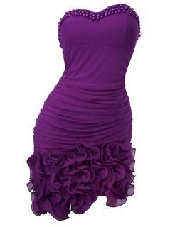 Sexy Bead Ruched Flower Hem Strapless Party Dresses s M L XL