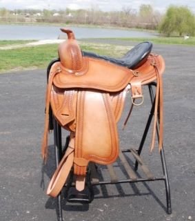 Brown Leather 16 Draft Horse Trail Saddle 10 Gullet by Frontier The