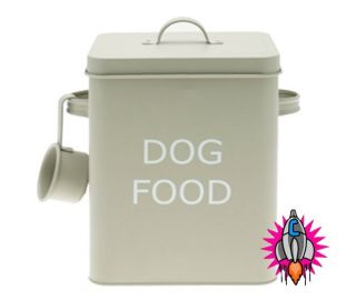 Vintage Retro Olive Green Large Dog Food Storage Container Tin New