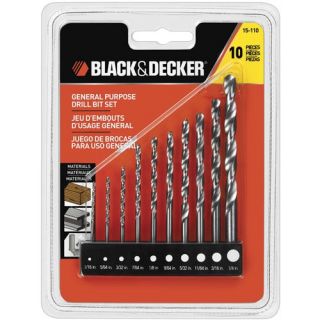 black decker 10 piece general purpose drill bit set new