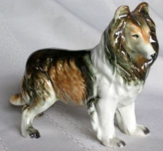 Vintage Ceramic Dog Tri Color Rough Collie Sheepdog Ceramic Porcelain