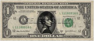Rihanna Dollar Bill Real Currency Celebrity Novelty Collectible Money