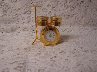  Lane Collectible Brass Miniature Quartz Novelty Clock Drum Set