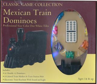 Mexican Train Dominoes Professional Size Color Dot White Tiles Classic