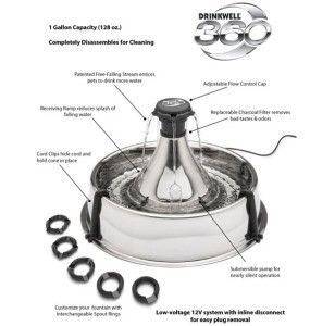 New Drinkwell Stainless Steel 360 Pet Fountain Water Dish for Cat Dog