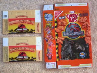   Dinosaur 2 Cookies Box 1992 Cheese Nips Jurassic III Trading Cards