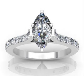 77ct Marquise Cut Cathedral Engagement Ring 14k Solid Gold