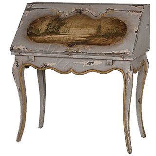 Hand Painted French Writing Desk Drop Down Lid