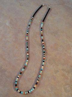 Santo Domingo Turquoise Apple Coral Jet & Clam Shell Necklace