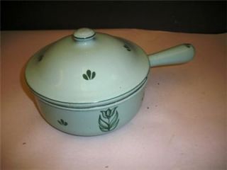 Dru Holland Vintage Cast Iron Enamel 8 Sauce Pan Dutch Oven Green