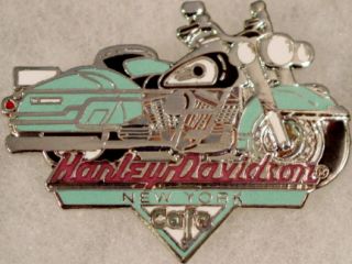 Harley Davidson Cafe New York 1997 Teal Motorcycle Pin