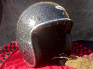 Bell Custom 500 Black Flake Motorcycle Helmet Open Face 3 4 Vintage