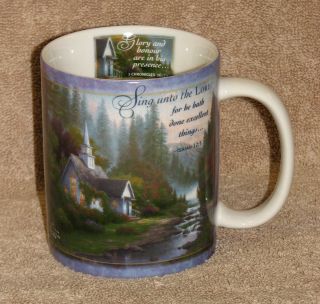 Amcal Art Mug Thomas Kinkade The Forest Chapel w Scripture Porcelain