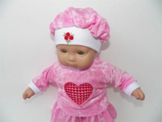 Pink Red Heart Valentine Skirt Set Doll Clothes Fits 15 American Girl