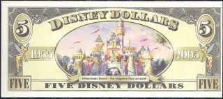 Disney Dollar 2005 $5 Donald Duck Crisp Mint A00017524