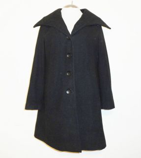 Donnybrook Womens Plus Size 18 1X 2X Black Wool Long Pea Coat EUC