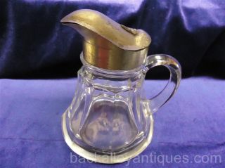 Antique Hand Blown Glass Syrup Dispenser Pitcher