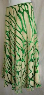 Due per Due Green Tan Burnout Silk Blend 6 s A Line Skirt
