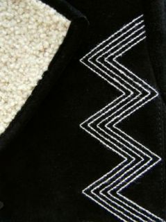 Double D Ranchwear Western Black Suede Leather Fleece Collar Jacket