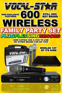 Vocal Star 600 CDG DVD Karaoke Machine Player Wireless Microphones Top