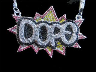 Iced Out Big Sean Kanye West Dope Graffiti Pendant Chain Necklace