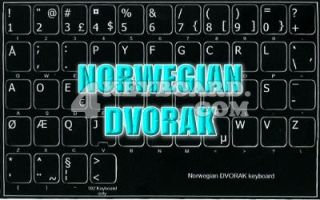 Norwegian Dvorak Non Transparent Keyboard Sticker Black