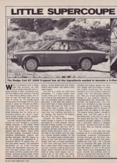 1976 Dodge Colt GT 2000 Mini Hemi 2 Page Article