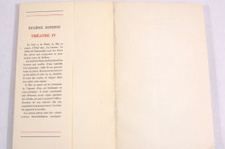 1968 THEATRE IV Eugene Ionesco French Language Book Drama Plays