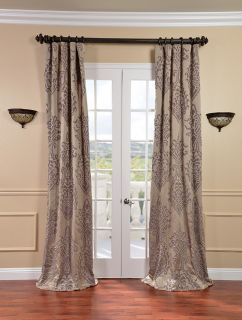 Minerva Taupe Plum Faux Silk Jacquard Curtains Drapes