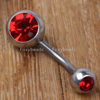 Red Double Gem Belly Button Ring Navel Bars Jewels 1pc