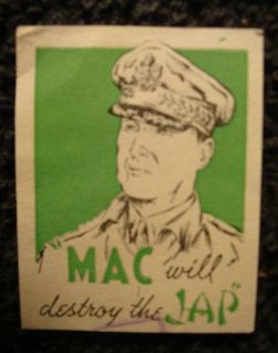 Douglas MacArthur Poster Stamp Military Home Front Anti Axis Japanese