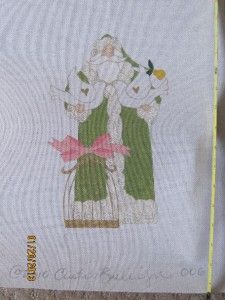  Hand Painted Needlepoint Canvas 2 Turtle Doves Santa 16 x 13