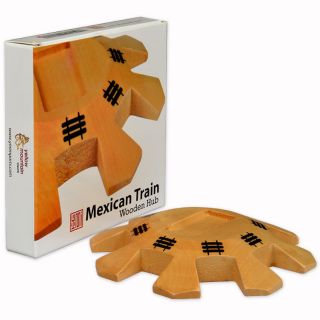 Mexican Train Dominoes Dominos Wood Wooden Hub Centerpiece