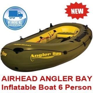  Bay Inflatable Boat 6 Person 2 Rod Holders 4 Drain Plugs New