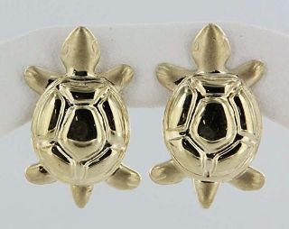 Estate 14k Yellow Gold Turtle Post Earrings Fine Jewelry