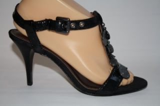 Womens Shoes Coach A3635 Lucile T Strap Stiletto Heels Sandals Black