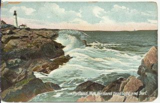 Antique Postcard Portland Headlight Lighthouse Maine Early 1900s Used
