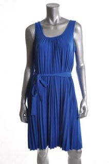 Donna Morgan New Blue Pleated Scoop Neck Sleeveless Casual Dress 10